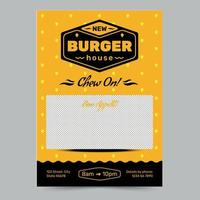mall av burger hus Kafé flygblad, omedelbar ladda ner, redigerbar design, proffs vektor