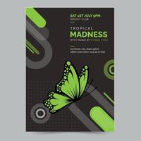 Vorlage von Schmetterling Musik- Party Flyer, sofortig herunterladen, editierbar Design, Profi Vektor