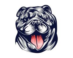 bunt Bulldogge Kopf Illustration auf Weiß Hintergrund vektor