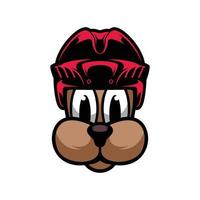 Hund Eishockey Helm Maskottchen Logo Design Vektor