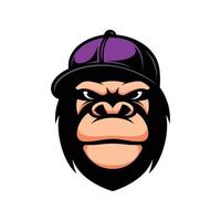 gorilla hatt maskot logotyp design vektor