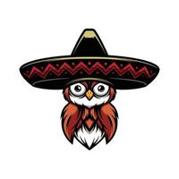 Uggla sombrero maskot logotyp design vektor