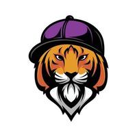 tiger hatt maskot logotyp design vektor