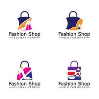 weiblich frau dame mädchen high heel schuh einkaufstasche shop logo design vector