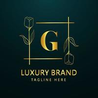 Prämie Brief G Logo Symbol Design. Luxus Schmuck Rahmen Juwel Kante Logotyp. Schönheit, Mode, Spa Symbol, Blumen- Logo Design vektor