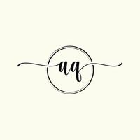 Initiale Handschrift aq Logo Vorlage Illustration. aq Brief Schönheit Monogramm Logo vektor