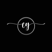 första handstil cy logotyp mall illustration. cy brev skönhet monogram logotyp vektor
