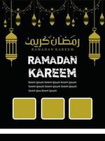hajj und umrah Luxus Paket Flyer, Ramadan kareem Flyer Vorlage islamisch Broschüre Post Arabisch Kalligraphie, Gruß Karte Feier von Muslim Gemeinschaft Festival, Übersetzung das Monat von Fasten vektor