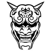 Ronin Samurai Vektor schwarz und Weiß Maske wütend Gesicht Logo Symbol Symbol Jahrgang Vorlage