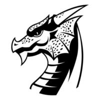 Kopf von Drachen Vektor schwarz und Weiß Logo Design Maskottchen Vorlage