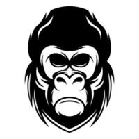 gorilla huvud vektor logotyp design svart och vit mall vektor illustration