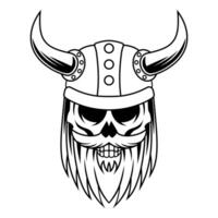 viking skalle vektor gammal man svart och vit maskot logotyp design mall illustration