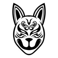 kitsune huvud japanska Varg svart och vit logotyp vektor illustration