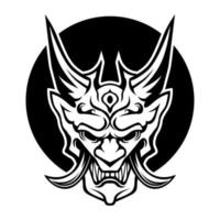 ronin samuraj ansikte mask vektor logotyp ikon symbol mall svart och vit