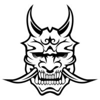 samuraj ronin ansikte mask svart och vit vektor logotyp ikon symbol årgång mall