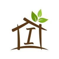 Initiale ich Zuhause Garten Logo vektor