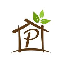 Initiale p Zuhause Garten Logo vektor