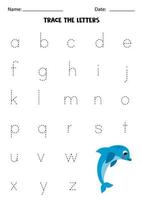 Lernen Alphabet. Rückverfolgung Briefe. süß Blau Delfin. vektor