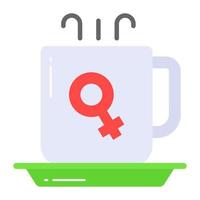 tekopp med kvinna symbol, ikon av kvinnor te kopp vektor