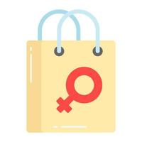 weiblich Geschlecht Symbol auf Einkaufen Tasche, Vektor Symbol von Einkaufen Tasche