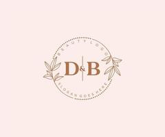 Initiale db Briefe schön Blumen- feminin editierbar vorgefertigt Monoline Logo geeignet zum Spa Salon Haut Haar Schönheit Boutique und kosmetisch Unternehmen. vektor