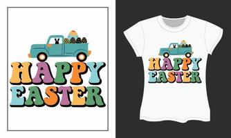 retro glücklich Ostern Tag svg T-Shirt Design. vektor