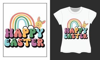 retro glücklich Ostern T-Shirt Design. vektor