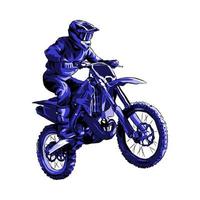 cross racer, ryttare. hand dragen illustration, svartvit Färg. smuts cykel, extrem sport, fordon, motorcykel gemenskap. perfekt för t-shirts, klistermärke, skriva ut, etc. vektor