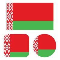 Vitryssland flagga i rektangel fyrkant och cirkel vektor