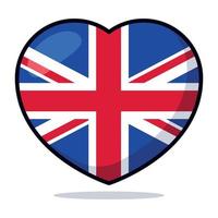 Herz gestalten britisch Flagge Karikatur Stil vektor