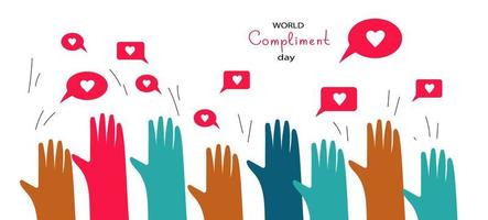 Menschen Austausch positiv Emotionen und Mitteilungen, Kompliment Tag vektor