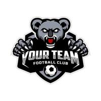 Koala Maskottchen zum ein Fußball Mannschaft Logo. Schule, Hochschule oder Liga. Vektor Illustration.