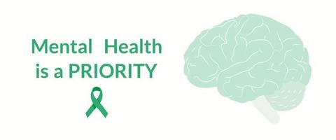 mental Gesundheit ist Priorität Grün Band Vektor Banner psychologisch Wellness