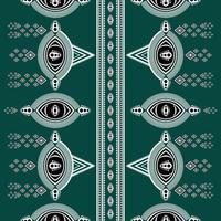 sömlös orientalisk etnisk mönster traditionell. för matta, Kläder, omslag, tyg, och vektor illustration. mörk grön bakgrund.