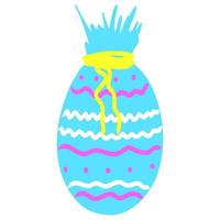 hand dragen påsk ägg närvarande dekorerad med mönster och band, semester dekor element för hälsning kort, inbjudan, bakgrund inredning.traditionell ägg i platt stil isolerat på vit bakgrund vektor