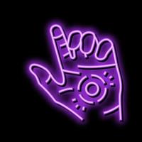 Hand Schmerzen Körper schmerzen Neon- glühen Symbol Illustration vektor
