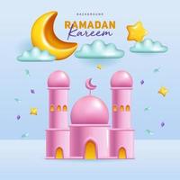 ramadan kareem design baner med godis Färg stil moské och halvmåne måne vektor illustration