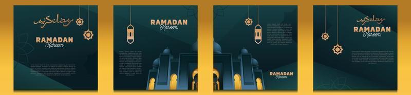 Ramadan kareem Sozial Medien Banner Vorlage Design Schönheit Moschee mit Lampe vektor