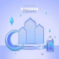 Ramadan kareem Blau lila Laterne Podium Bühne Design Vorlage mit Vektor Illustration