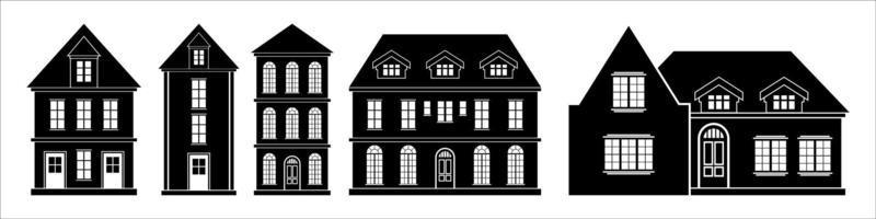 Haus Silhouette, schwarz Zuhause Vektor auf Weiß Hintergrund, zum echt Nachlass die Architektur Design