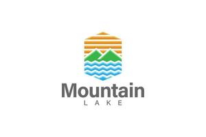 berg och sjö logotyp design vektor illustration