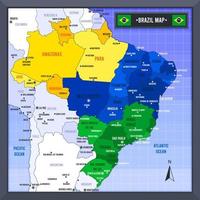 Brasilien Land Karta och flagga vektor