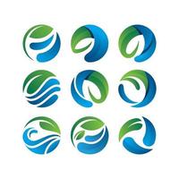 cirkel vatten blad koncept för spara miljö logotyp vektor mall