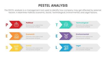 pestell Geschäft Analyse Werkzeug Rahmen Infografik mit Box Tabelle Pfeil gestalten 6 Punkt Stufen Konzept zum rutschen Präsentation vektor