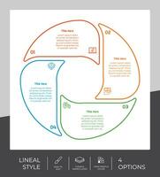 linjär bearbeta cirkel infographic vektor design med 4 steg för företag. steg infographic kan vara Begagnade för presentation, broschyr och marknadsföring.