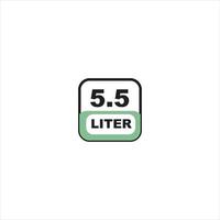 5.5 Liter Symbol. Flüssigkeit messen Vektor im Liter isoliert auf Weiß Hintergrund