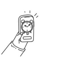 Hand gezeichnet Gekritzel Uhr auf Telefon Bildschirm Illustration Vektor