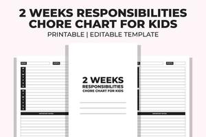 2 Wochen Verantwortlichkeiten lästig Diagramm zum Kinder vektor