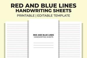 röd och blå rader handstil ark vektor