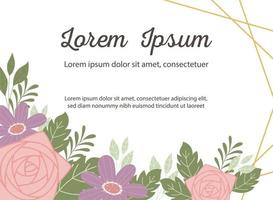Hochzeitseinladungskarte mit dekorativen Rahmen e Blumenelementen vektor